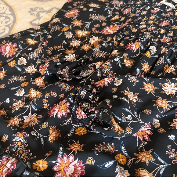 Altar’d state brown and black floral smocked ruffle mini dress, large - Picture 5 of 10